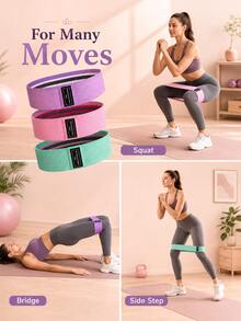 This 3-Color Fabric Elastic Resistance Band Features A Loop Design, Suitable For Various Exercises Like Squats And Side Steps. It's Ideal For Fitness And Helps Complete Various Strength Training Movements For Hips And Legs. - Multicolor - View 5