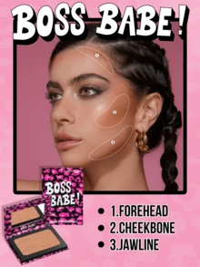 Misslyn 3Pcs Face Makeup Set Bronzer Blush Highlighter Palette Shimmer Glow Halal Long Lasting Contour Kit For Women Buildable Natural Finish Matte Shimmer Powder Travel Cosmetic Gift Boss Babe Juicy Curves Shaping Queen,Y2K Makeup - #4+#251+#1 - View 6