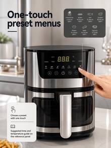 Penggorengan Udara Keranjang Ganda Premium: Kapasitas Besar 4,5L, Konsumsi Minyak 85% Lebih Hemat, Multifungsi 8-in-1, Kontrol Sentuh Cerdas & Mudah Dibersihkan - Perak - View 3