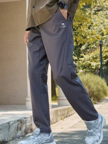 CAMEL CROWN Men's Autumn/Winter Woven Fleece-Lined Sweatpants - Water-Repellent, Anti-Static, Casual Sweatpants - Ink Gray - View 2