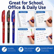 1 Pack Of 2 Pens + 20 Refills + 1 Random Color Eraser, 0.38mm Erasable Pens For Students, Refillable Smudge-Resistant Ballpoint Pens With Smooth Writing, Back To School - Multiple Styles - View 9