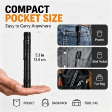 2pcs Mini LED Pen Light Flashlight, Compact High Brightness Aluminum Alloy Flashlight With Belt Clip, Suitable For Outdoor Camping, Hiking, Fishing, Daily Use, AAA Battery Powered, Batteries Not Included - LED Flashlights - View 5