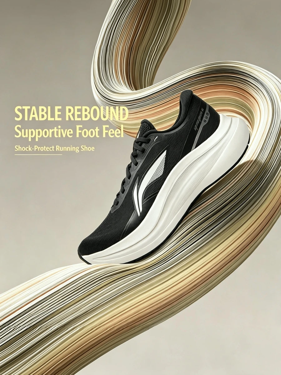 LI-NING YUEYING 6 Running Cushioning Protection Woman's Running Shoes Long Walks Low-intensity Training ARHV016 - 黑色/乳白色 - 查看 1