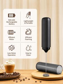 1 Peça Espumador de Leite Elétrico Recarregável USB Portátil, Espumador de Leite de Café Portátil com Estojo de Armazenamento Transparente e Cabeça de Mistura de Metal, Adequado para Café, Latte, Cappuccino, Chocolate Quente, Bebidas de Matcha, Uso Doméstico e de Escritório - Vários estilos e cores - Visão 5