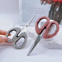 1pc Shiny Rhinestone Mini Scissors, Sewing Scissors, Small Office/Home Portable Stainless Steel Paper Cutting Scissors For Opening Packages, Trimming Bangs, Thread, Fabric, School Scissors, Sewing Tool Accessory, Rhinestone Craft - Multicolor - View 10
