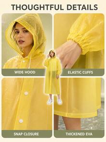 Adult Unisex Thickened EVA Reusable Raincoat With Hood And Drawstring, Long Style, Suitable For Outdoor Camping And Hiking - Multicolor - View 3