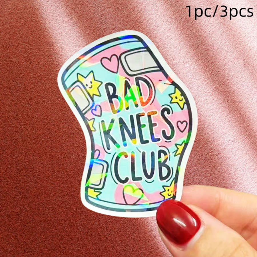 Bad Knees Club, Self-Deprecating In A Lighthearted And Cute Way With Fellow Enthusiasts, Waterproof Vinyl Sticker - Durable Smooth Surface, Self-Adhesive Bumper Sticker, Suitable For Cars, Windows, Laptops, Trucks, Water Bottles - Versatile Durable Design, Car Sticker - Vinyl - View 1
