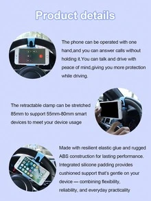 Universal Car Steering Wheel Phone Holder, Adjustable Elastic Clip Phone Mount With Soft Silicone Anti-Slip Pad, ABS Sturdy Bracket, Suitable For 4-6 Inch Smartphones GPS Navigation - A - View 10
