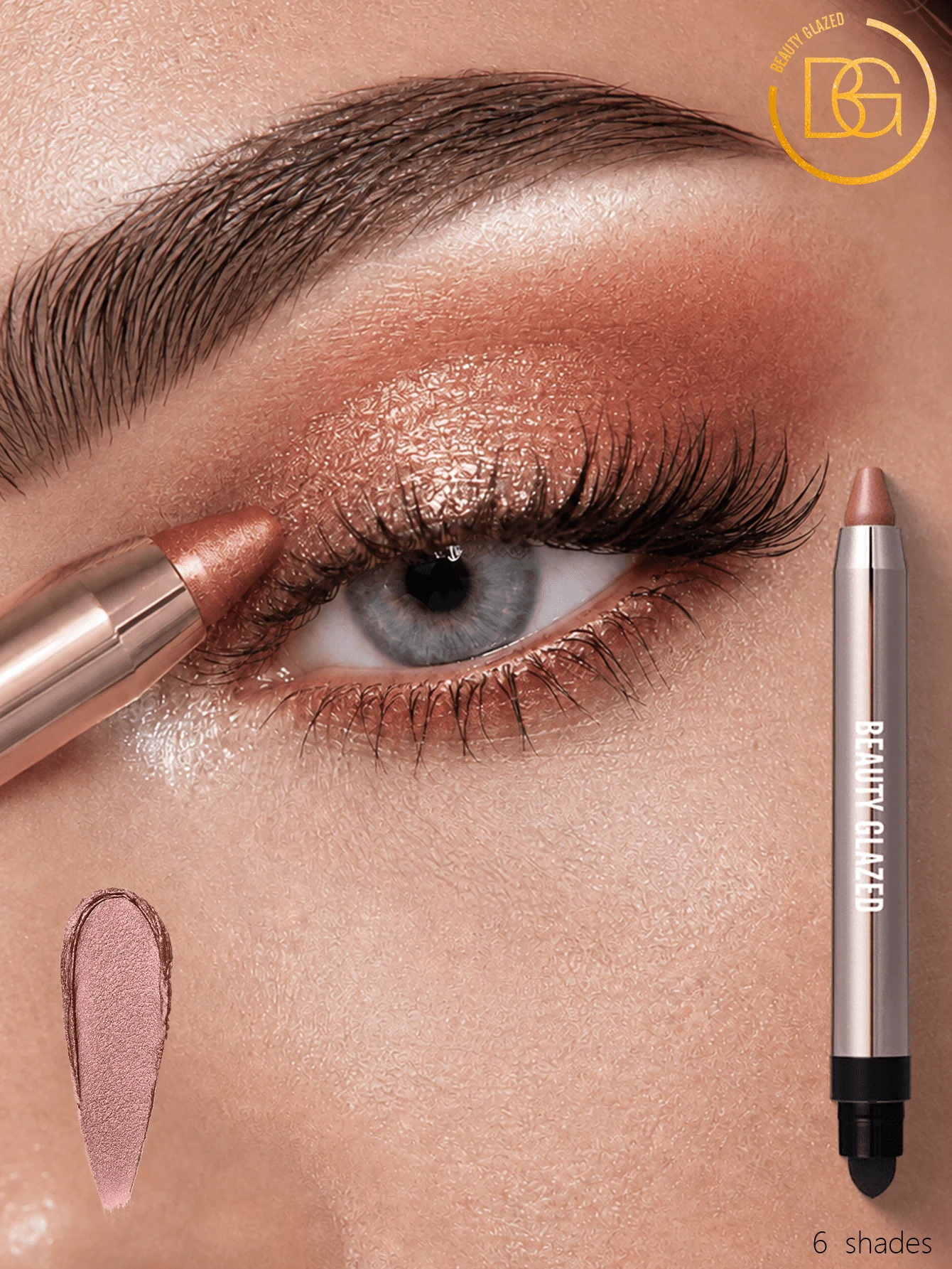 beauty glazed Shimmery Eyeshadow Cream Highlighter Stick, Double-Ended Eyeshadow Crayon With Applicator, Eyeshadow Palette Highlighter Makeup, Waterproof & Pigmented - #103 - View 1