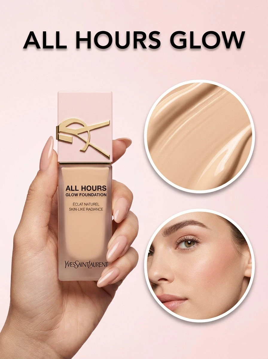 Yves Saint Laurent All Hours Glow Foundation LN7 25 Ml – Foundation, Skin-Like Radiance, For Dry Skin, LN7, Suitable For Daily Makeup Routine - LN7 - View 1