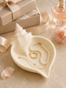 1pc Elegant Seashell Jewelry Tray, Decorative Conch Shell Trinket Dish For Rings, Earrings, Watches, Hair Clips And Small Accessories, Vanity Bedroom Bathroom Storage, Suitable For Women, Wedding Bridesmaid Gift, Room Decor, Jewelry Home Decor - Multicolor - View 6
