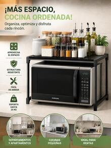 Expandable Double-Layer Oven/Microwave Rack, Expandable Microwave Stand, Kitchen Utensil And Cutlery Rack, Storage Rack For Pantry, Countertop, Cafe, Office And Bedroom. - View 2