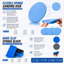 2-In-1 Car Paint Deep Repair Kit, 150mm P2000 Hook And Loop Flexible Sponge Sanding Disc + Nano Clay Super Absorbent Sponge, Scratch-Free Wet Dry Use Reusable DIY Professional Auto Detailing Set For Car Boat Home - 2-pack - View 4