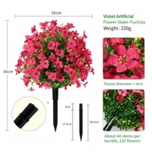1pc Artificial Purple Flower Ground Stake, UV Resistant Faux Silk Flower, Suitable For Outdoor Garden Yard Patio Lawn Decoration, Multiple Colors Available - Bouquet - View 18