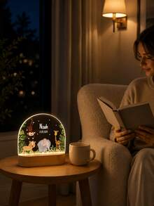 客製化個性化野生動物壓克力小夜燈，可刻名字與日期的 LED 桌燈，猴子、獅子、大象與長頸鹿設計，溫馨光芒臥室裝飾，獨特家庭紀念禮物，居家層架與床頭裝飾 - 多色5 - 查看 3