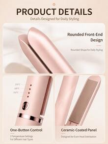 SKYWORTH Pelurus & Pengeriting Rambut Mini Nirkabel, Baterai Isi Ulang 2600mAh USB-C, Alat Pelurus Rambut Portabel, Alat Penata Rambut Nirkabel 2-in-1 untuk Poni, Rambut Lurus dan Keriting, Cocok untuk Perjalanan - MultiWarna - View 4