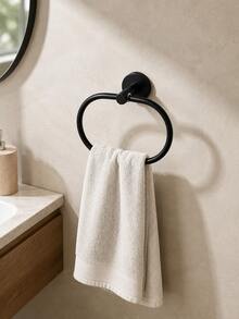 1 Pc Oval Stainless Steel Towel Ring, Screw Mounted Hand Towel Holder With 180° Pivoting Design, Sturdy Strong Support, Waterproof Rust-Resistant Wall Mounted Towel Hanger, Black Silver Gold Options For Bathroom, Vanity, Powder Room, Bathroom Refresh - View 7