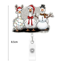 1pc Christmas Goose Retractable Badge Reel With Lanyard, Suitable For Students, Nurses, Office Supplies, Back To School, Halloween - A - View 7