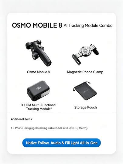 dji Gimbal chống rung cầm tay cho điện thoại Osmo Mobile 8 OM8, gậy selfie theo dõi 360 độ, chống rung, gấp gọn, tiện lợi, thiết bị hỗ trợ livestream và vlog