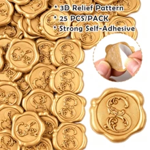 25 PCS 3D Embossed Iris Flower & Letter S Pattern Wax Seal Stickers, Self-Adhesive Wax Seals For Wedding Invitations, Envelopes, Gift Wrapping, Christmas Cards & Scrapbooking - Letter S - View 9