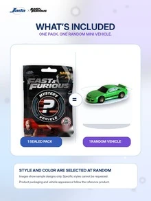 Jada Fast & Furious Nano Mini Car 隨機款式 彩色口袋尺寸電影車收藏品 迷你桌面展示模型 街頭風格收藏 - 彩色 - 查看 5