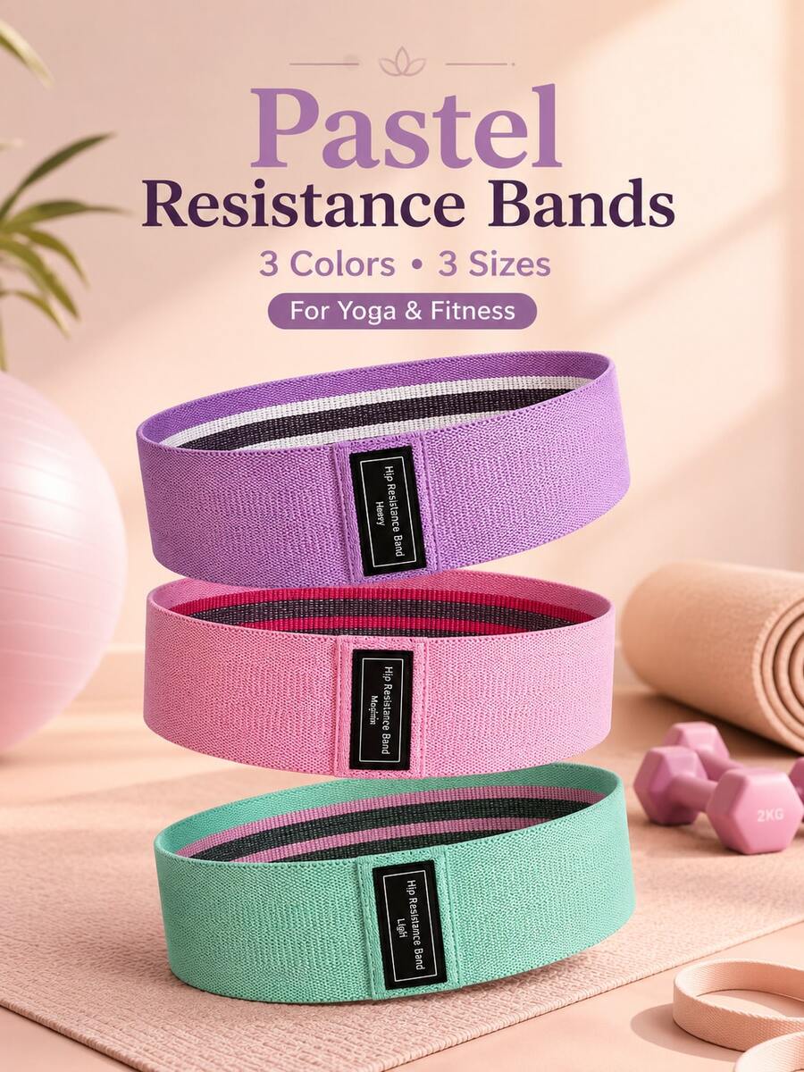 This 3-Color Fabric Elastic Resistance Band Features A Loop Design, Suitable For Various Exercises Like Squats And Side Steps. It's Ideal For Fitness And Helps Complete Various Strength Training Movements For Hips And Legs. - Multicolor - View 1