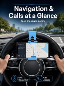Universal Car Steering Wheel Phone Holder, Adjustable Elastic Clip Phone Mount With Soft Silicone Anti-Slip Pad, ABS Sturdy Bracket, Suitable For 4-6 Inch Smartphones GPS Navigation - A - View 4