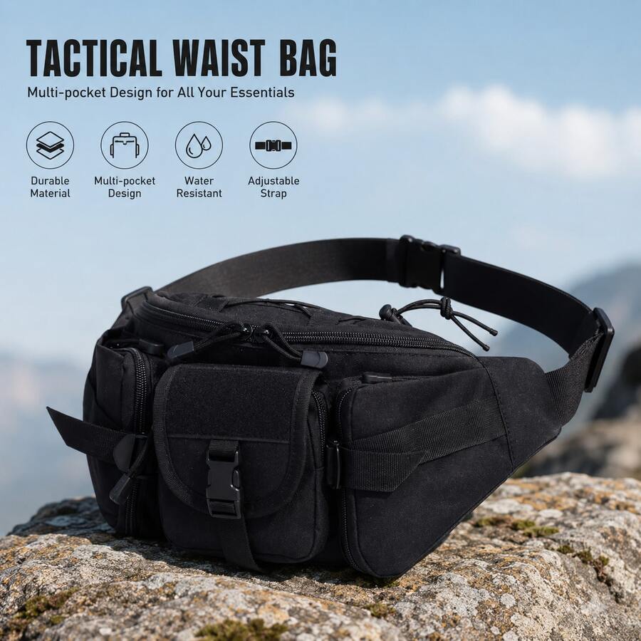 Men's Multi-Pocket Waist Bag, Large Capacity Practical Waist Bag, With Adjustable Waist Strap, Suitable For Travel, Outdoor And Daily Use