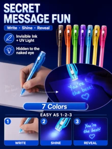 12pcs-Invisible Ink Pens, Disappearing Magic Secret Markers, Spy Pens For Secret Messages, Escape Room, Birthday, Easter, Valentine's Day Gifts, Suitable For Students, Party Favors, Christmas And Christmas Stocking Fillers, Classroom Rewards - Multi-color - View 4