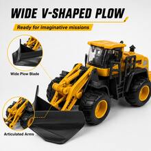 1 Set 4 Styles Available Kids Construction Loader Toy With Interchangeable Bucket, Snow Plow, Road Roller & Forklift Attachments, Realistic Engineering Vehicle Playset, Gift For Children Ages 3+ - Snow Plow + Road Roller - View 2