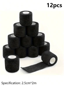 24/12/8/6/3/1 Rolls 2.5cm*2m Self-Adhesive Bandage, Good Breathability, Elastic Sports Self-Adhesive Tape - Black - View 14