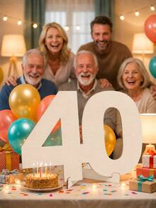 1pc Wooden Number Guest Sign-In Decor, 18/20/25/30/40/50/60/70/80th Birthday And Wedding Anniversary Decoration, Customizable With Name And Wishes, Suitable For Party Table Centerpiece, Photo Prop And Personalized Message - A - View 2