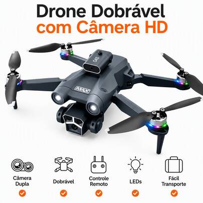 Drone Dobrável Y3 Ultra com Câmera Dupla HD | Fluxo Óptico | LEDs Integrados | Controle Remoto