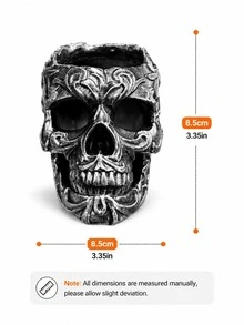 Skull Victorian Gothic Decorative Storage Cylinder | Gothic Bathroom Supplies, Black Desktop Storage Boxes And Accessories | Gothic Halloween Desktop Decoration - 3.35 Inches - A - View 10