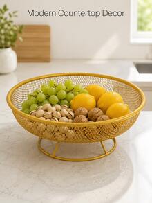 1pc Creative Metal Fruit Storage Basket - Durable And Lightweight, Suitable For Kitchen, Pantry Or Dining Table Organization, Perfect For Storing Fruits, Vegetables, Snacks And Home Decor - Multicolor - View 7