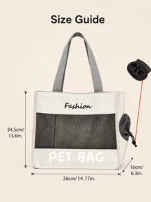 4 Colors Available, This Portable Pet Tote Bag Combines Canvas And Breathable Mesh, Featuring Minimalist Letter Print And Side Drawstring Ventilation, Perfect For Carrying Small Cats Or Dogs For Daily Outings - Multicolor - View 10