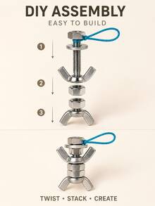 10/7/1pc DIY Screw Man Keychain, Pendant, Creative Metal Nut Assembly Toy, Mechanical Style Bag Charm, Car Keychain, Toolbox Decoration And Desktop Ornament, Fun Gift For Men And Repair Tool Enthusiasts - A - View 9