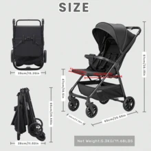 UBRAVOO Toddler Stroller With Reclining Seat, Ultra-Compact Stroller With Large Storage Basket, Canopy, For Travel Stroller - Black - View 4