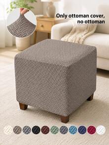 1PC Jacquard Ottoman Slipcover Home Decor Stool Covers All Seasons Spandex Sofa Footrest Covers For Living Room Bedroom Hotel Bar - Black - View 1
