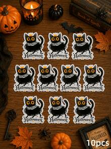 Custom Halloween Stickers Personalized Black Cat Party Favor Labels Spooky Cute Kitten Decals For Cups Treat Boxes Candy Jars Envelope Seals Decor - Multicolor 2 - View 16