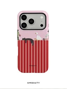 UMBAUTY 1pc Fashionable Phone Case, Red Striped Cat & Bowtie White Goose Pattern Design, Compatible With Phone 17 Pro Max, 16 Pro Max, 15 Pro Max, 14 Pro Max, 11/12/13/14/15/16/18 Pro/Pro Max/Plus. This High-End, Stylish And Fun Phone Case Is Suitable For Men And Women, Making It An Ideal Gift For Girlfriend On Easter, Spring, Wedding Season And Birthday - Multicolor - View 8