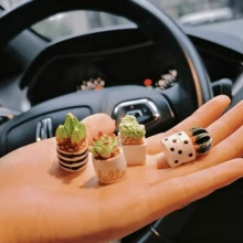 1/4/8pcs Mini Cactus Car Ornament, Adorable Plant Design, Healing Resin Decor, Dashboard, Rearview Mirror, Exquisite Small Desktop Ornament, Garden Pot Decoration, Holiday Gift - Cactus - View 6