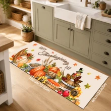 1pc Harvest Theme Printed Diatomaceous Earth Kitchen Mat, Absorbent Kitchen Floor Mat, Kitchen Rug, Long Runner Mat, Sink Front Mat, Thanksgiving, Suitable As Thanksgiving Gift, Thanksgiving Decoration, Applicable For Kitchen, Bathroom, Entryway, Hallway, Laundry Room And Home Decor - Multicolor - View 12