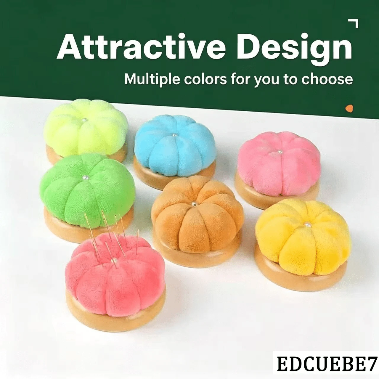 EDCUEBE7 Wooden Base Pincushion, Round Pincushion, Suitable For Sewing, Quilting, Needlework, DIY Crafts, Lightweight Pincushion
