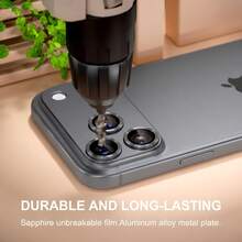 CASECOPS 1片石墨灰 AR 相機鏡頭螢幕保護貼，適用於 iPhone 18 Pro Max/18 Pro，藍寶石強化玻璃鏡頭蓋附鋁合金金屬片，99% 高透明度，HD 清晰拍照品質，抗眩光夜拍，防刮耐衝擊，相容手機殼，易安裝，全方位相機保護，一體式後鏡頭保護蓋 - 石墨灰 - 查看 5