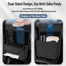 Car Seat Gap Organizer – Multi-Pocket Mesh & Leather Storage Bag For Front Seats, Tissue Holder & Phone Pocket, Universal Fit For SUVs & Sedans - A - View 8