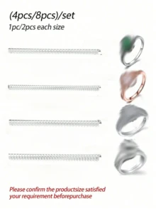 1pc/4pcs/8pcs/Set Transparent Ring Sizer Adjuster, Invisible Coil Wrap Resizable Rings, Multiple Combinations Available - Multiple Colors - One Size Fits All - View 2