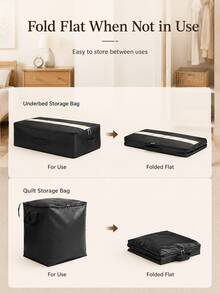 Large Capacity Space-Saving Underbed Storage Bag, Foldable Fabric Storage Box With Transparent Window, Reinforced Handles And Dual-Way Zipper, Suitable For Storing Bedding And Blankets, Ideal For Bedroom Closet And Home Organization - Multicolor - View 6