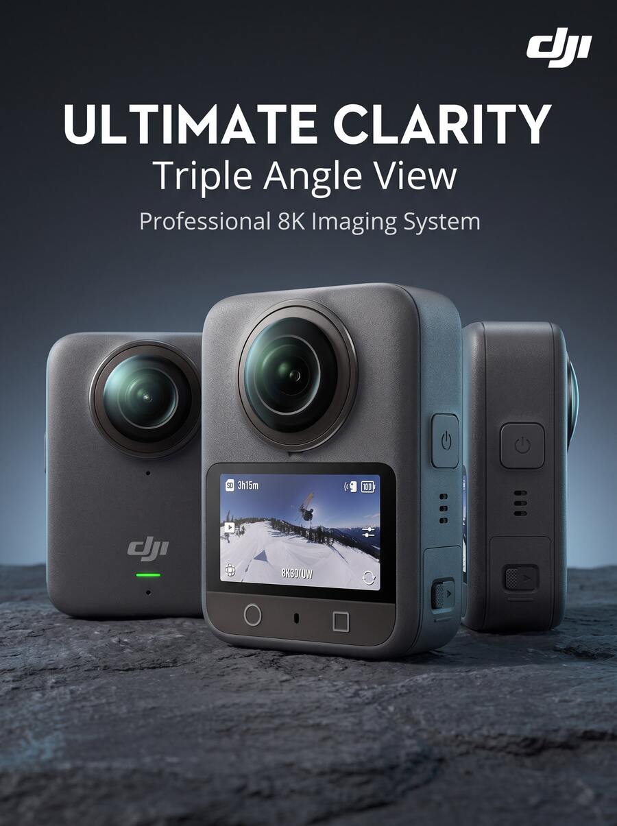 dji Osmo 360 8K 全景運動攝影機，內建 105G 大容量記憶體，旗艦級防震與防水，摩托車騎行、滑雪、戶外 Vlog 拍攝套件（全新，僅已啟動）