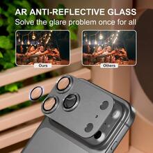 CASECOPS 1片石墨灰 AR 相機鏡頭螢幕保護貼，適用於 iPhone 18 Pro Max/18 Pro，藍寶石強化玻璃鏡頭蓋附鋁合金金屬片，99% 高透明度，HD 清晰拍照品質，抗眩光夜拍，防刮耐衝擊，相容手機殼，易安裝，全方位相機保護，一體式後鏡頭保護蓋 - 石墨灰 - 查看 4